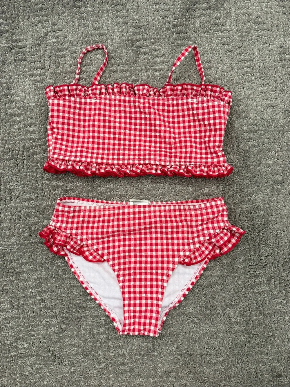 Snapper Rock Red and White Gingham Two-Piece Swim Set Sz 9-10 Preppy 50s Bikini